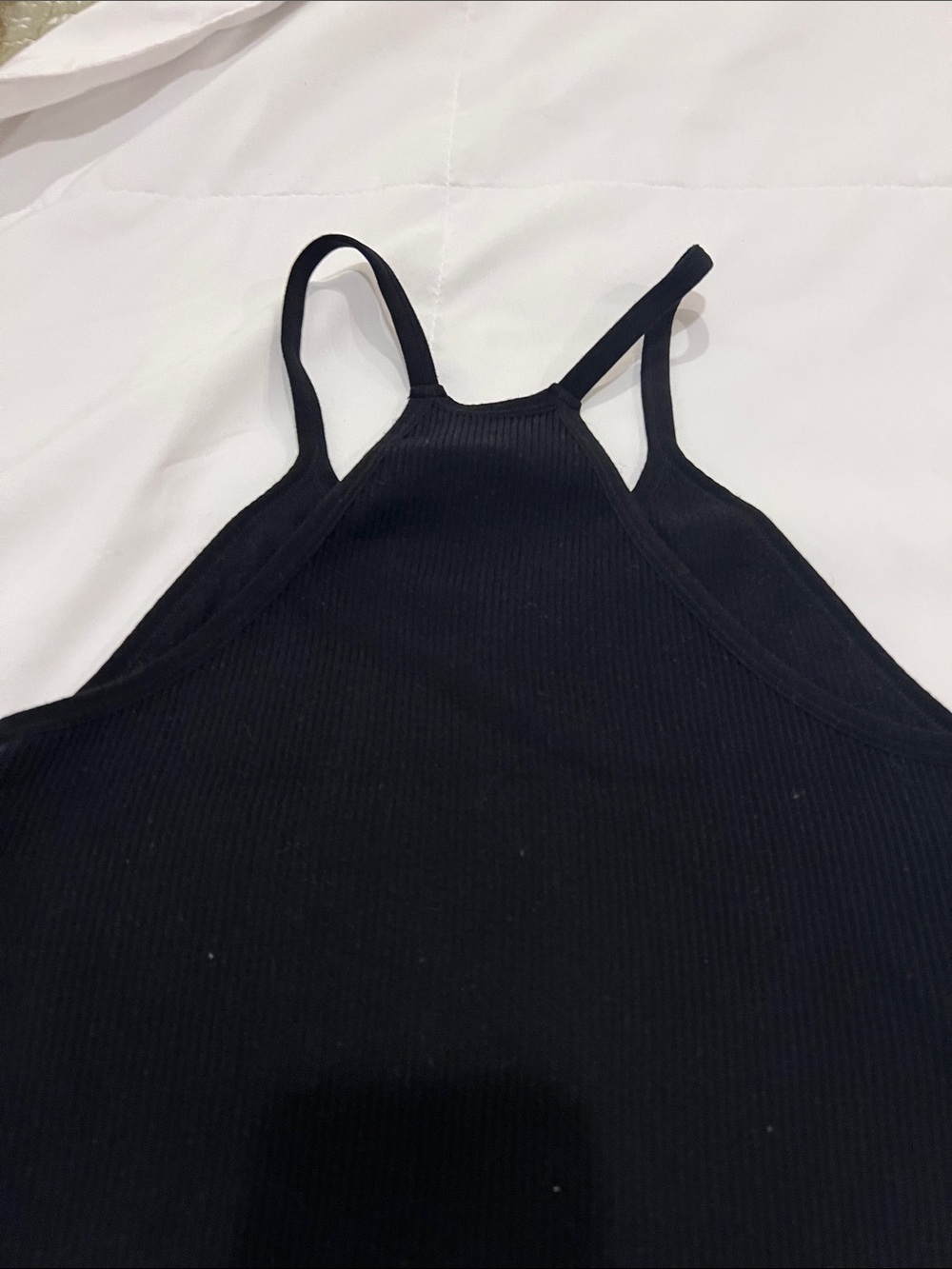 Black Ribbed Tank Top with Racerback - Picture 3 of 4